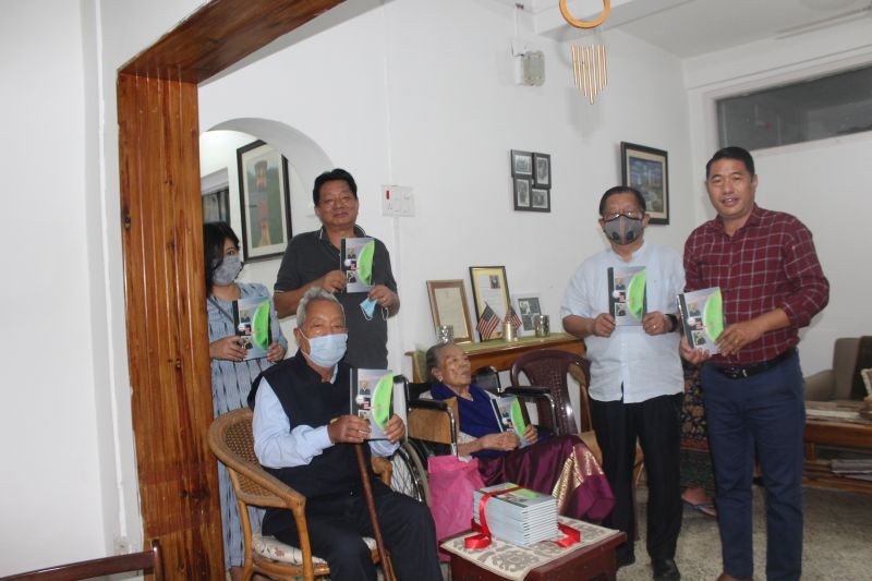 Author N Talitemjen Jamir’s book ‘Anempong Leaves’ being released by Pastor N Lipok Jamir in presence of relatives and friends on November 15.